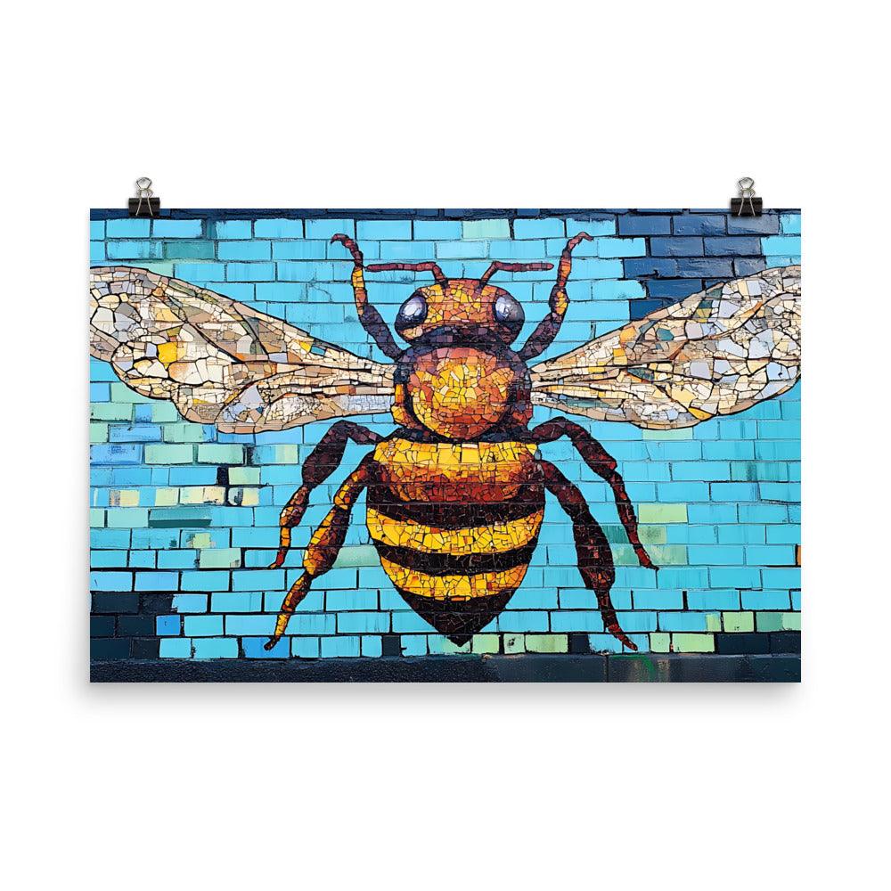 Manchester Iconic Bee Street Art Tribute Vibrant Urban Mural Poster - Oh Posters