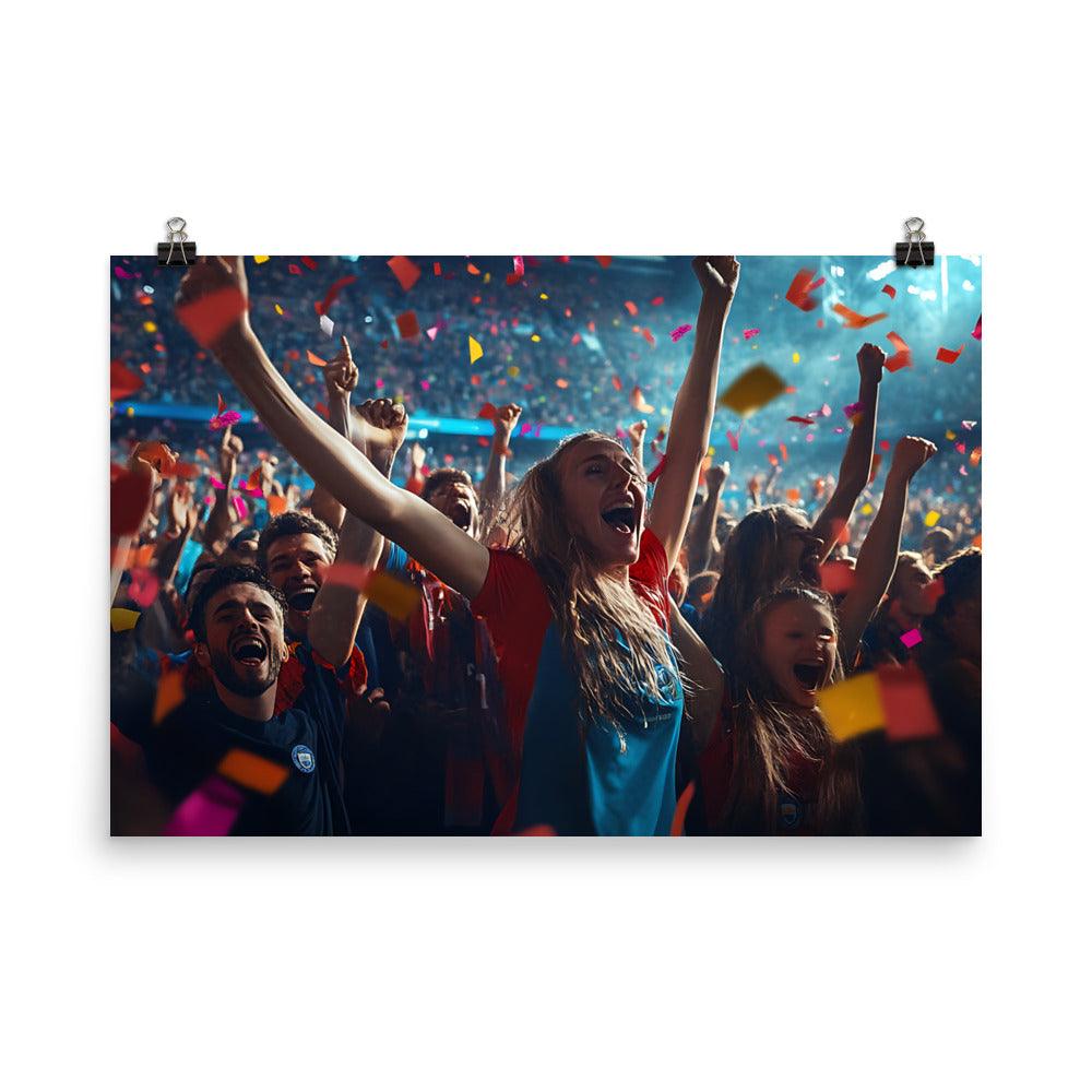 Manchester Football Celebration Crowd Energy and Excitement Poster - Oh Posters
