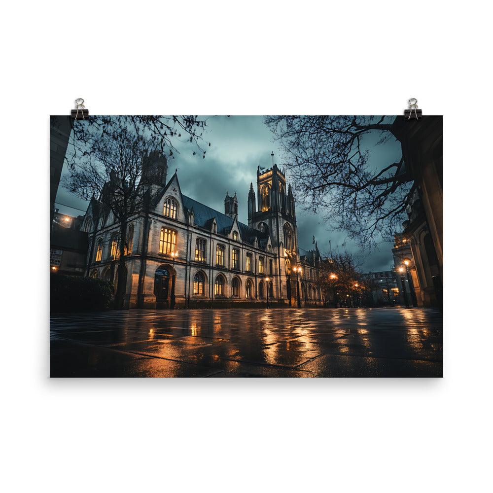 Manchester Gothic Night Architecture Poster - Oh Posters
