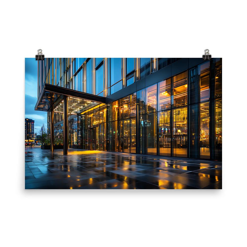 Manchester City Reflections On Modern Architecture Evening Lights Poster - Oh Posters
