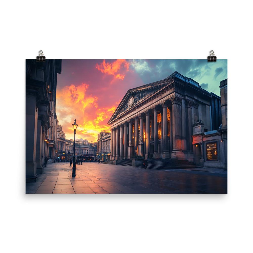 Manchester Cityscape at Dusk with Historic Architecture Poster - Oh Posters