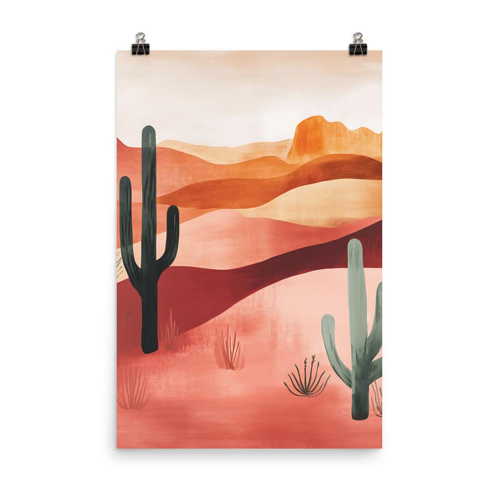 Boho Desert Landscape Cactus Serenity in Warm Earth Tones Poster - Oh Posters