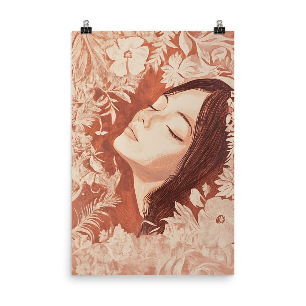 Boho Floral Serenity Dreamscape in Earthy Tones Poster - Oh Posters