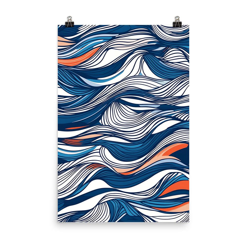 Boho Ocean Waves Abstract Art Flowing Patterns for Free Spirits Poster - Oh Posters