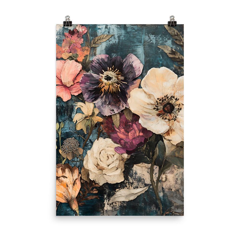 Boho Floral Dreams with Vibrant Blooms and Rustic Charm Poster - Oh Posters