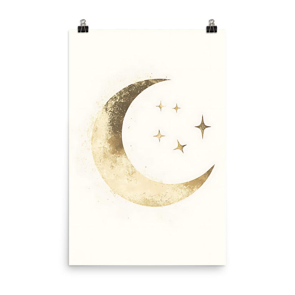Boho Moon and Stars Celestial Vibe Poster - Oh Posters