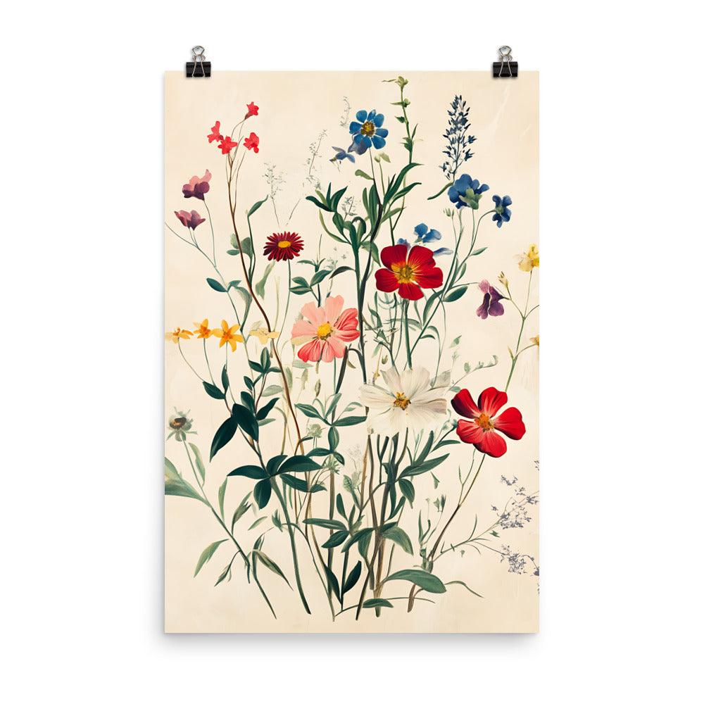 Boho Wildflower Bouquet Aesthetic Blissful Nature Inspired Poster - Oh Posters