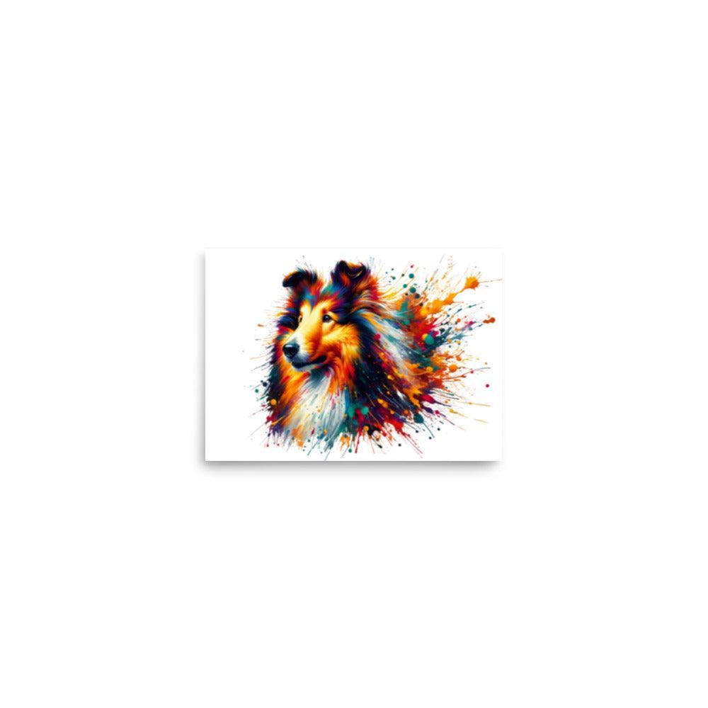 Rough Collie Dog Splatter Art Explosive Colors Poster - Oh Posters