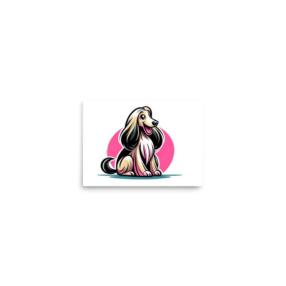 Joyful Afghan Hound Vibrant Cartoon Poster - Oh Posters