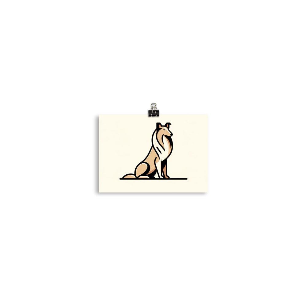 Sleek Collie Minimalist Illustration Modern Flat Color Design Poster - Oh Posters