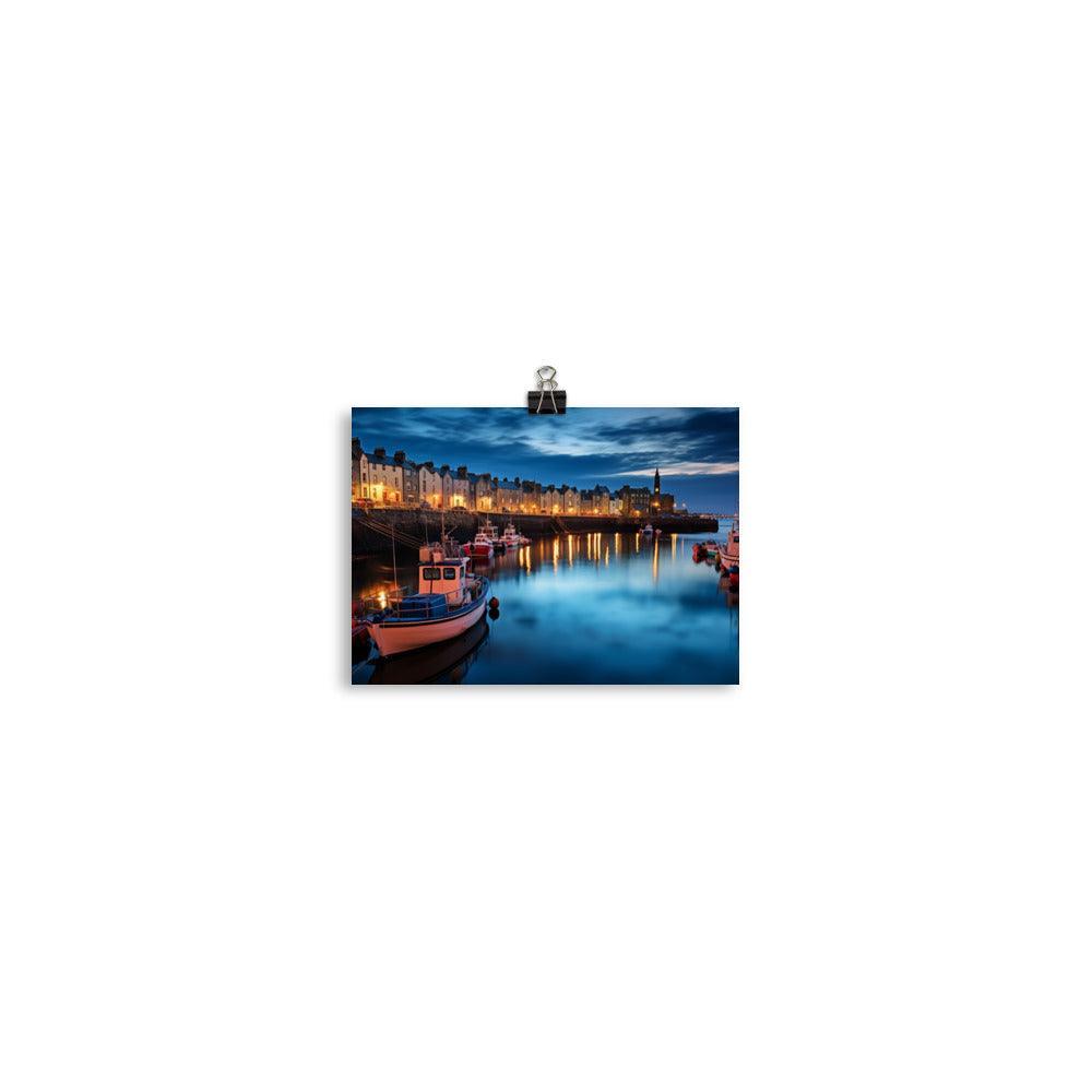 Dusk at Aberdeen Harbor Serene Scottish Waterfront and Boats Poster - Oh Posters