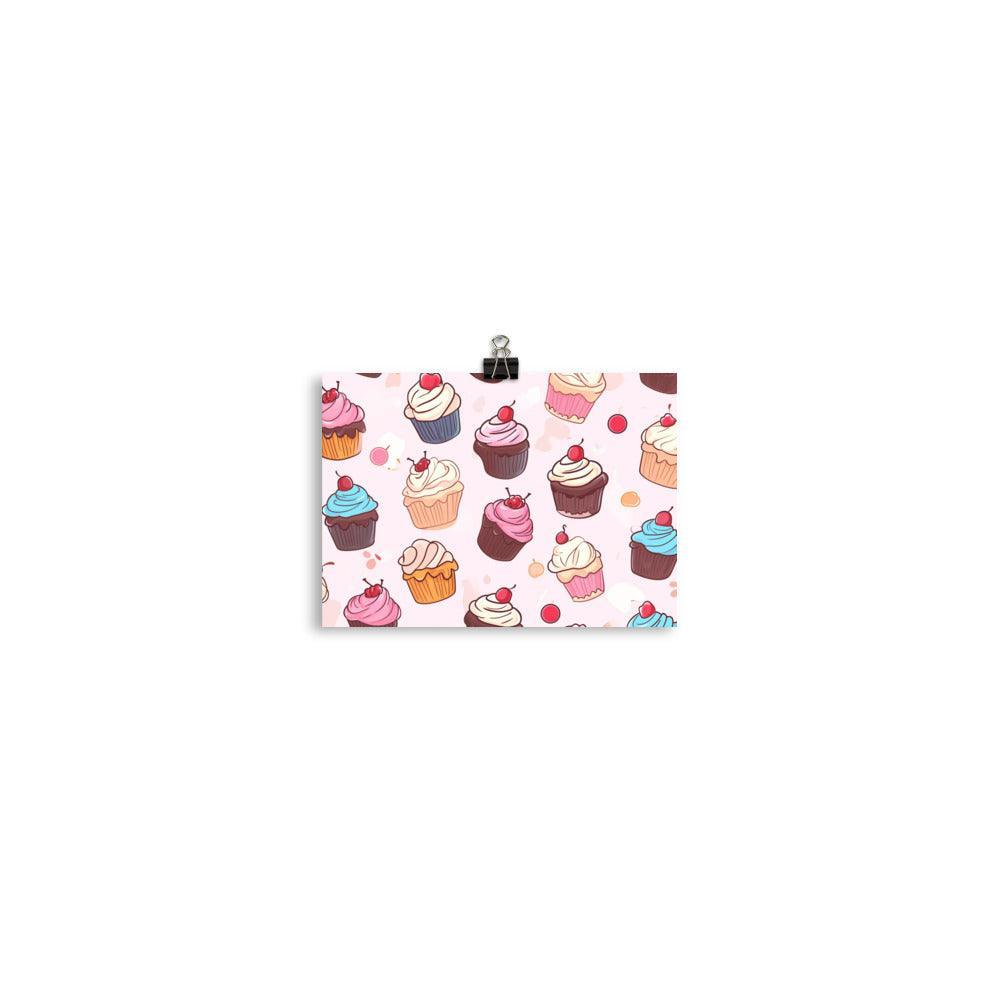 Kawaii Cupcakes Pattern in Pastel Tones Poster - Oh Posters