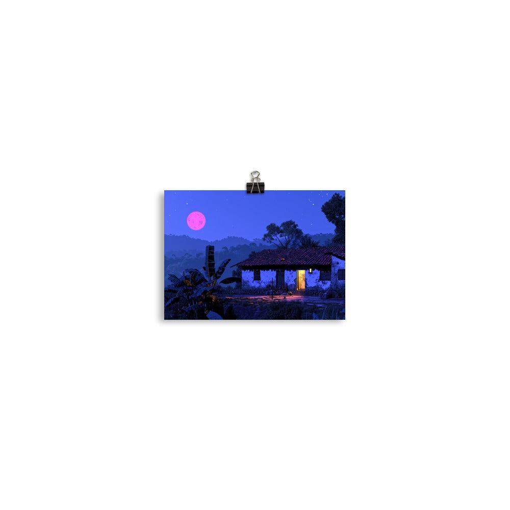 Indian Night Sky Village Home Game Style Art Poster - Oh Posters