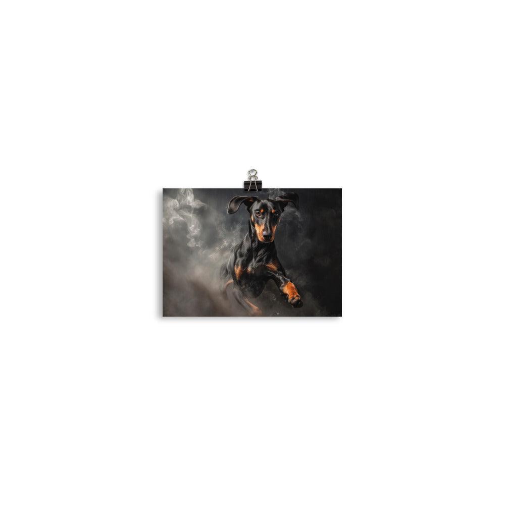 Dobermann Dynamic Smoke Effect Dog Portrait Poster - Oh Posters