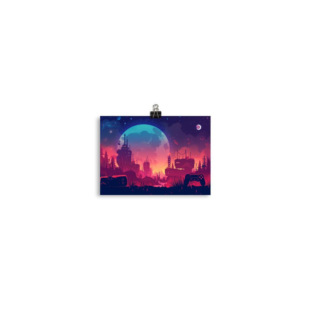 Fantasy Gaming Landscape Moonlit Night Poster - Oh Posters