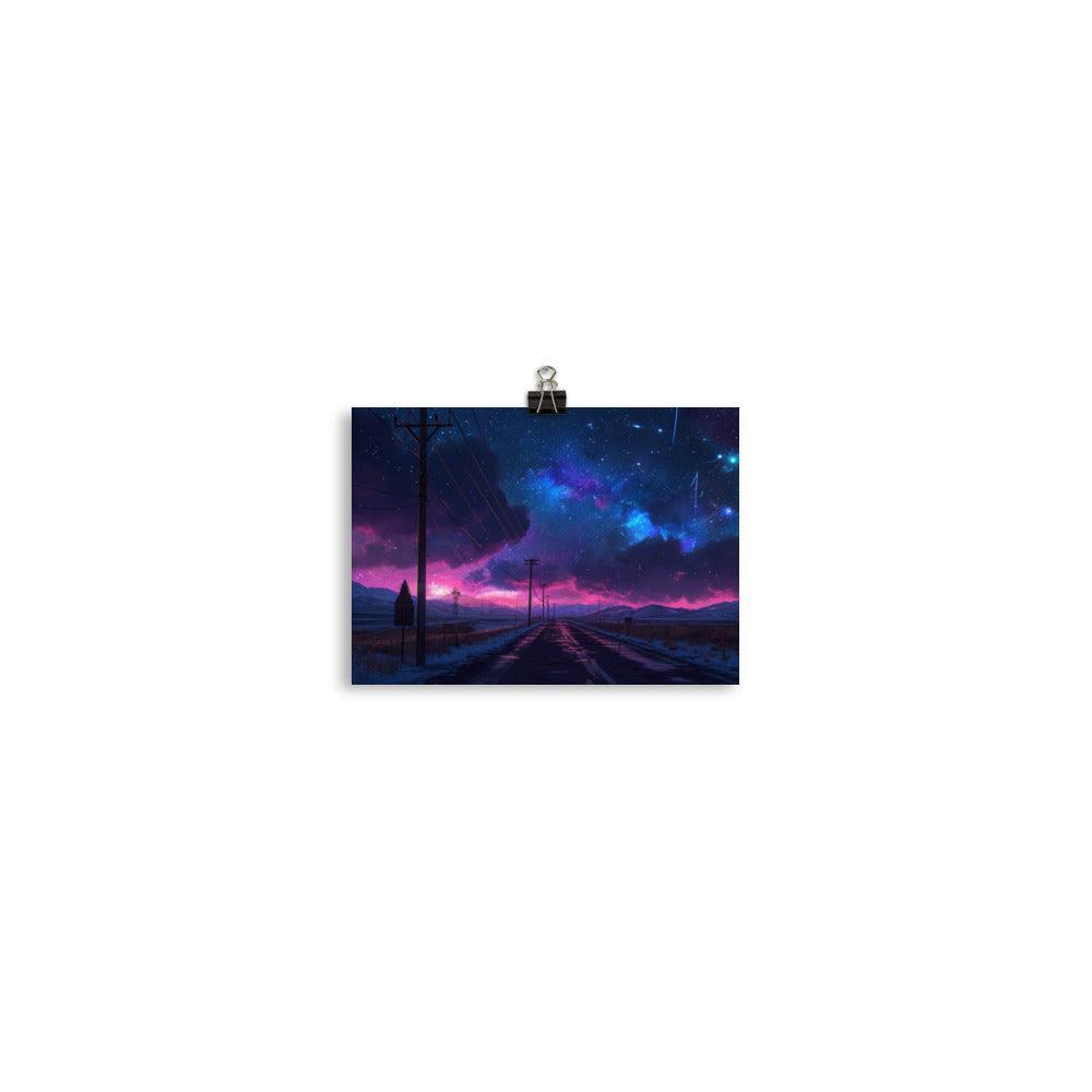 Cosmic Twilight Power Lines Artistic Poster - Oh Posters