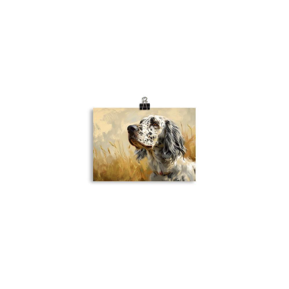 English Setter Serene Field Artistic Illustration Poster - Oh Posters