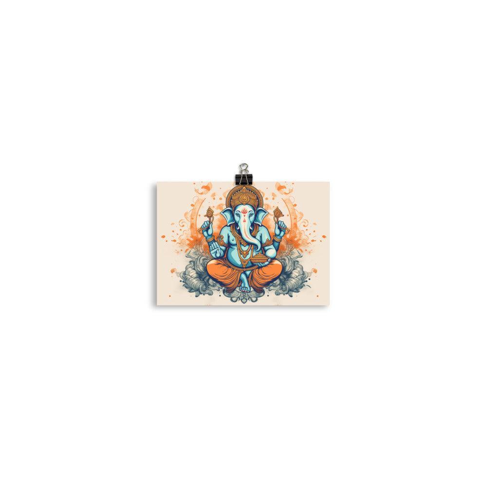 Ganesha Vibrant Orange and Blue Art Poster - Oh Posters