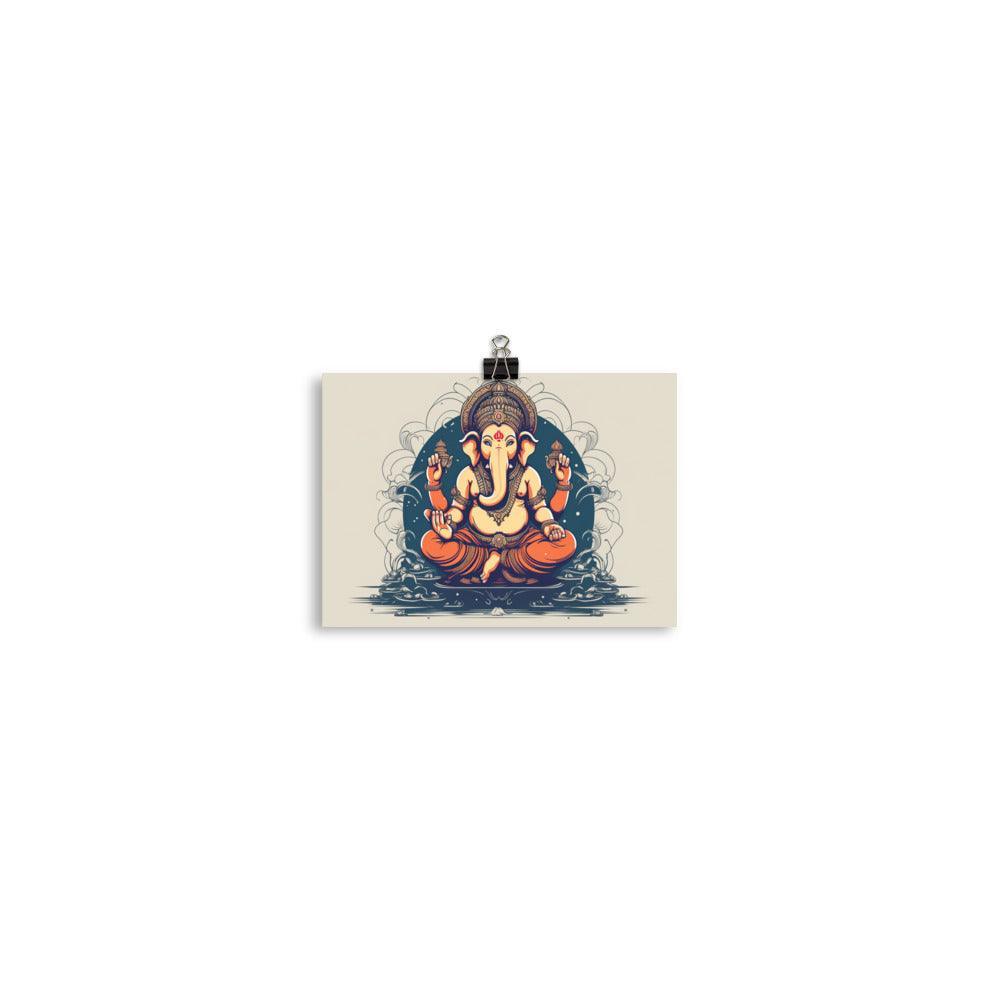 Ganesha Traditional Orange and White Art Poster - Oh Posters