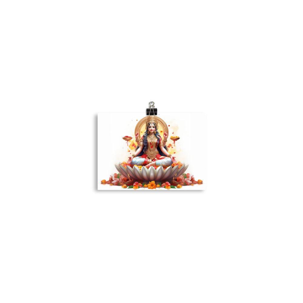 Lakshmi Goddess of Wealth Floral Digital Art Poster - Oh Posters