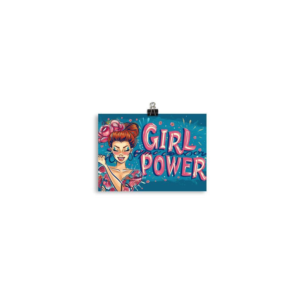 Girl Power Quote Confident Female Wink Floral Art Poster - Oh Posters