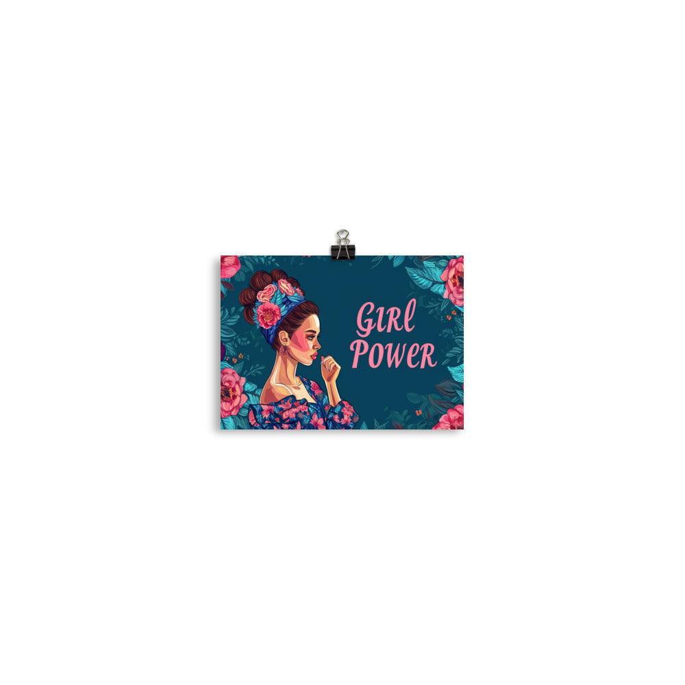 Girl Power Quote Feminine Strength Floral Background Illustration Poster - Oh Posters