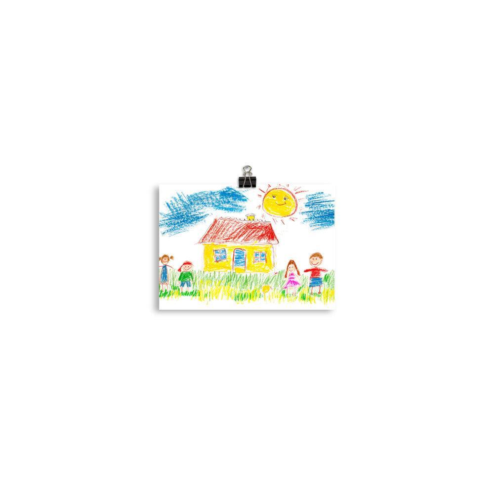 Childhood Drawing Family Home Crayon Art Poster - Oh Posters