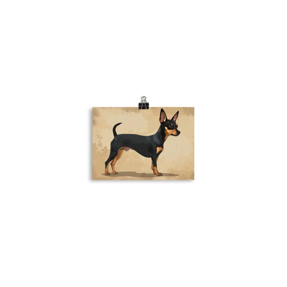 Elegant English Toy Terrier Illustrated Portrait Poster - Oh Posters