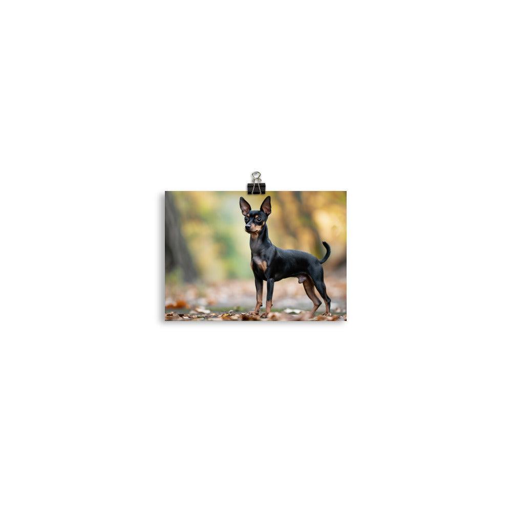 Lifelike English Toy Terrier in Autumn Leaves Poster - Oh Posters