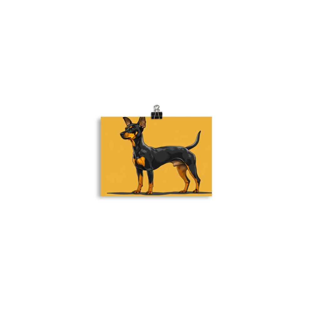 Bold English Toy Terrier Graphic on Yellow Poster - Oh Posters