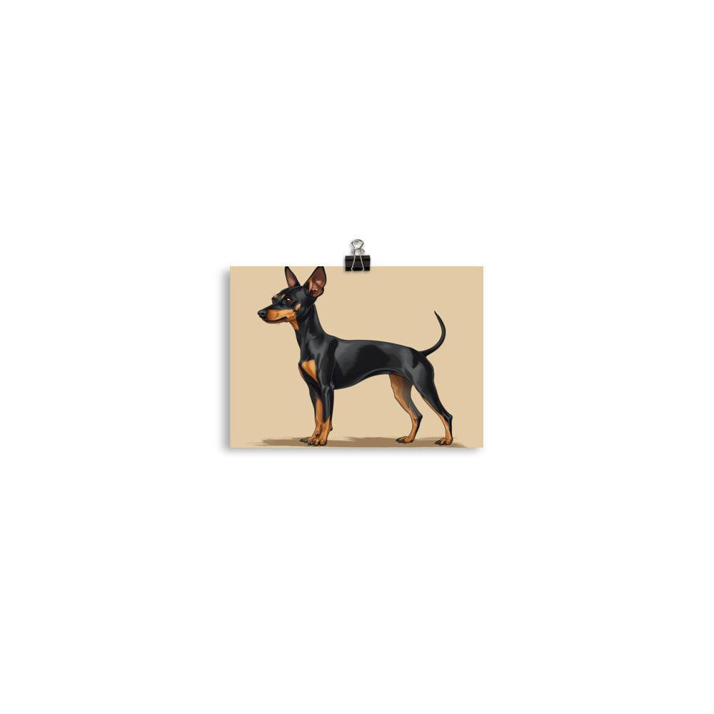 Classic English Toy Terrier Drawing on Beige Poster - Oh Posters