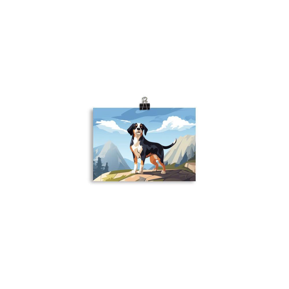 Entlebucher Mountain Dog Animated Alpine Adventure Poster - Oh Posters