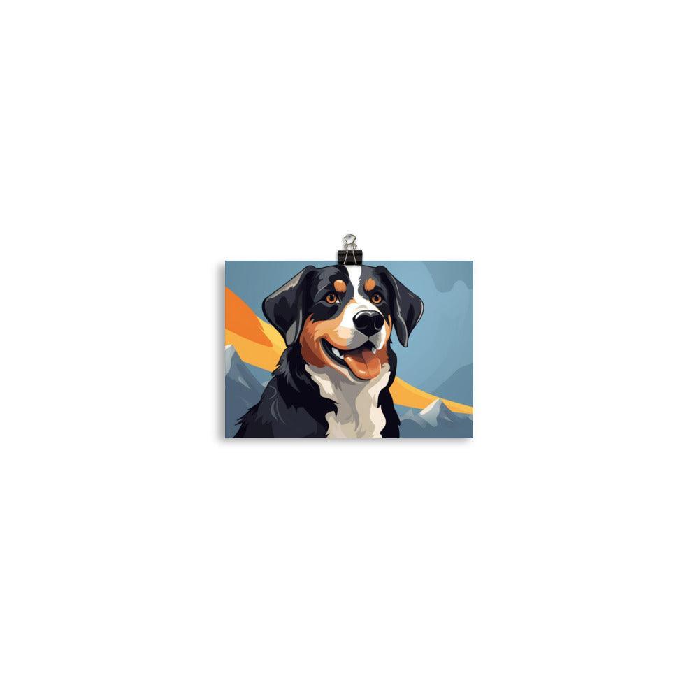 Entlebucher Mountain Dog Vibrant Mountain Illustration Poster - Oh Posters