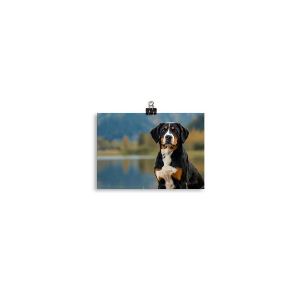 Entlebucher Mountain Dog Lake View Photography Poster - Oh Posters