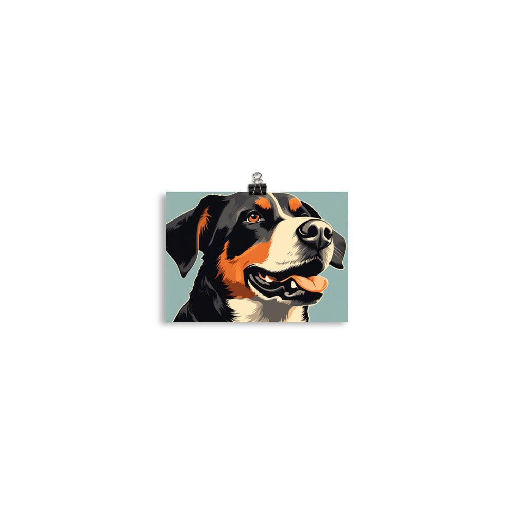 Entlebucher Mountain Dog Close-Up Illustration Poster - Oh Posters