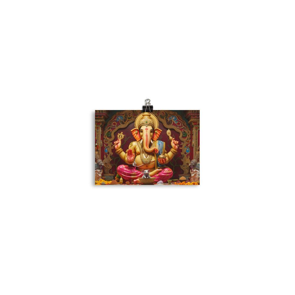 Ganesha Figurine Traditional Hindu Deity Illustration Poster - Oh Posters