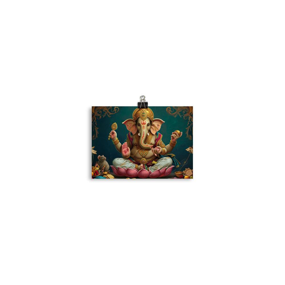 Ganesha Sacred Elephant God with Offerings and Incense Poster - Oh Posters