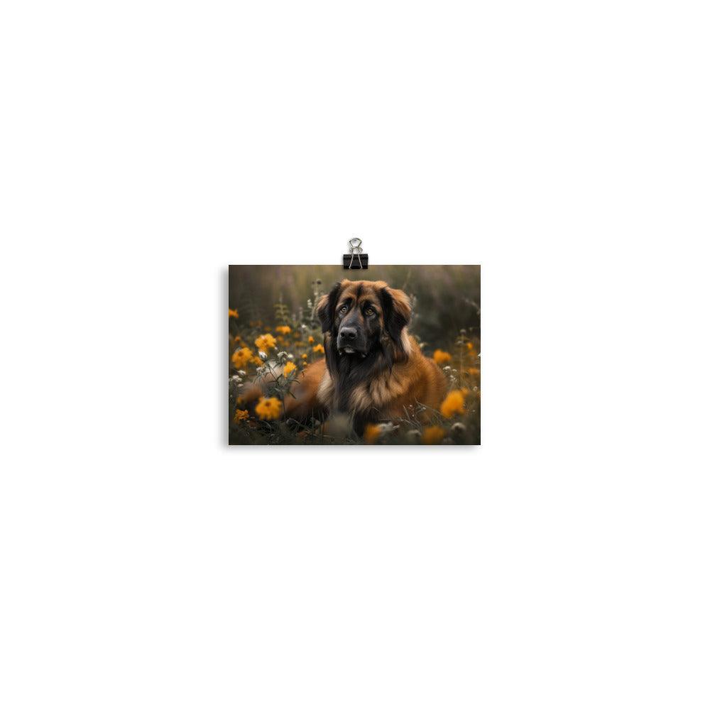 Estrela Mountain Dog Floral Meadow Portrait Poster - Oh Posters