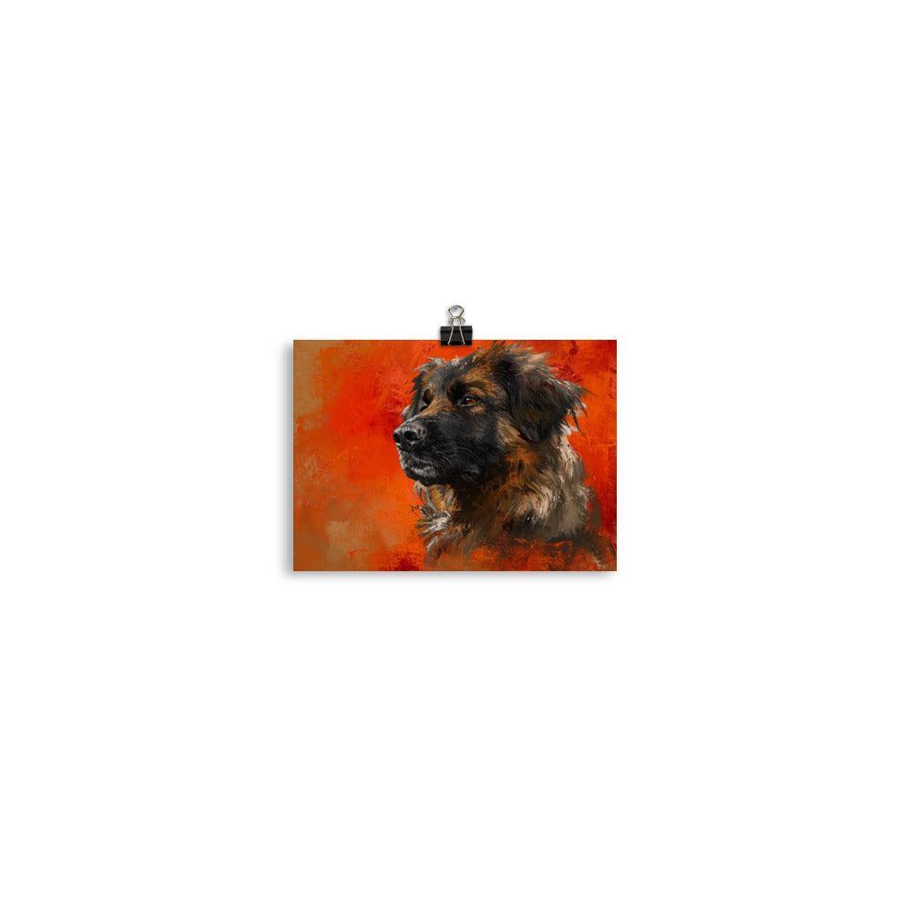 Estrela Mountain Dog Abstract Red Texture Art Poster - Oh Posters