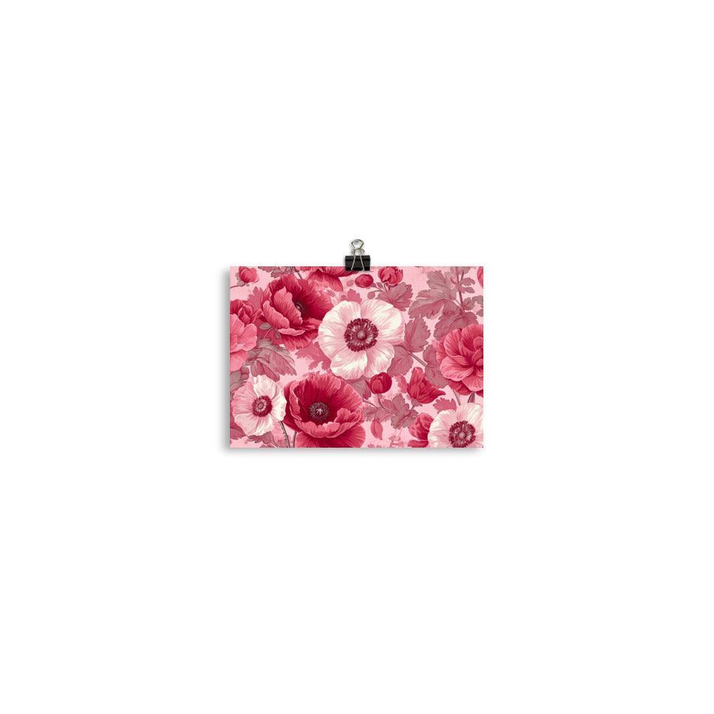 Vintage Pink Floral Pattern Wallpaper Design Poster - Oh Posters
