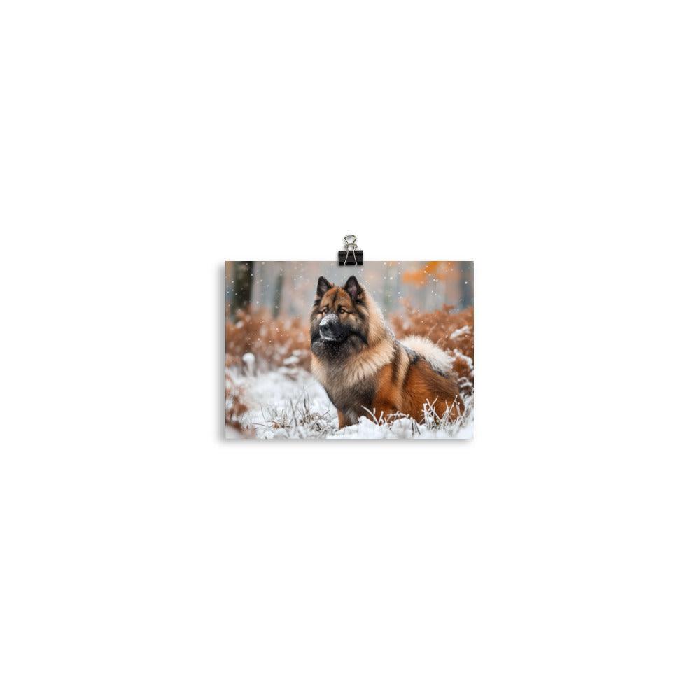 Majestic Eurasier in Winter Forest Photography Poster - Oh Posters