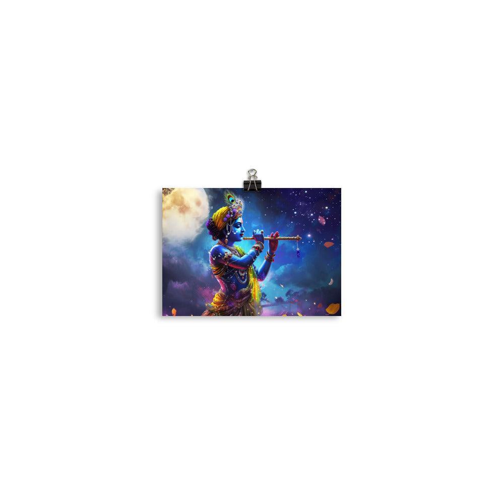 Krishna Enchanted Forest Nighttime Poster - Oh Posters