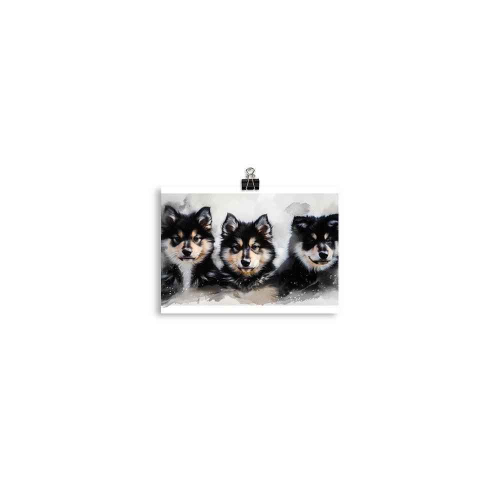 Finnish Lapphund Trio Watercolor Splash Art Poster - Oh Posters