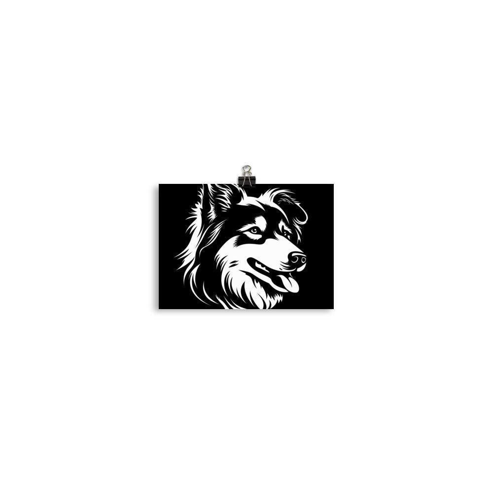 Finnish Lapphund Bold Black and White Silhouette Poster - Oh Posters