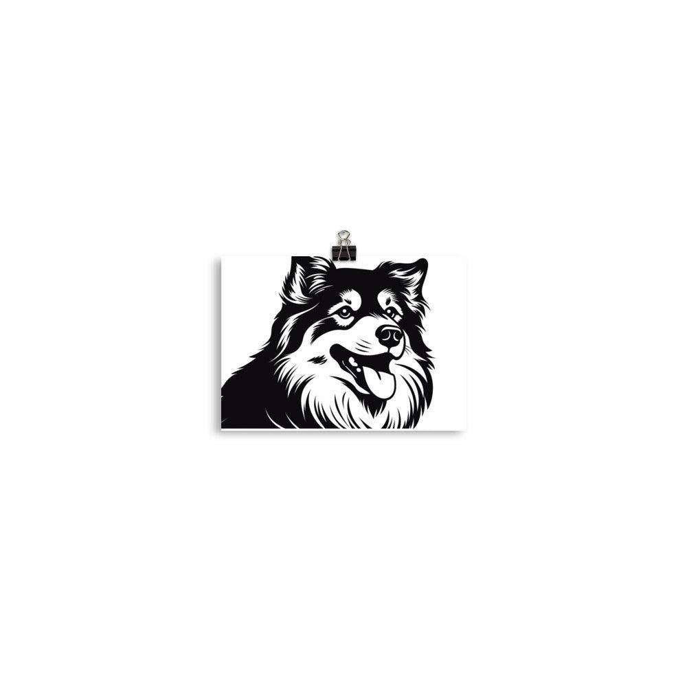 Finnish Lapphund Elegant Black and White Graphic Poster - Oh Posters