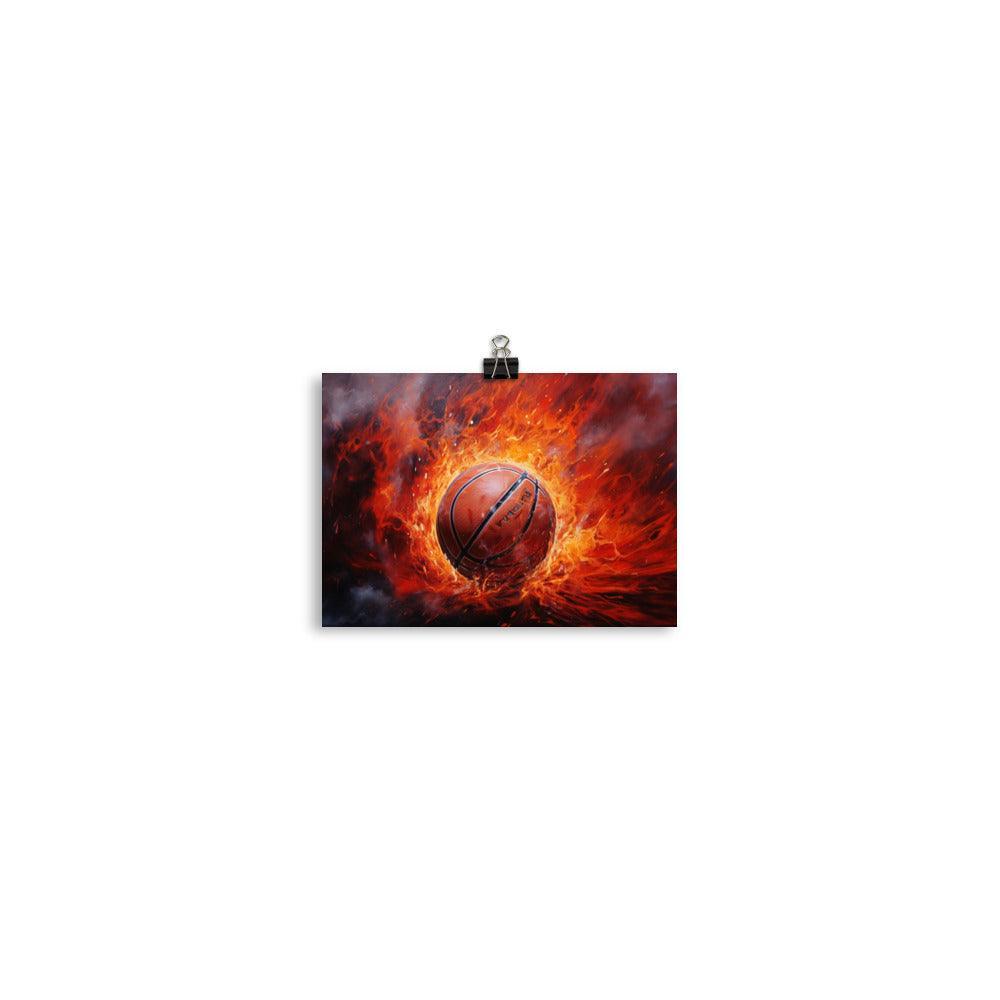 Fiery Slam Basketball Art Poster - Oh Posters