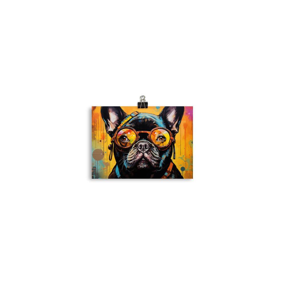 French Bulldog Hipster Digital Artwork Poster - Oh Posters