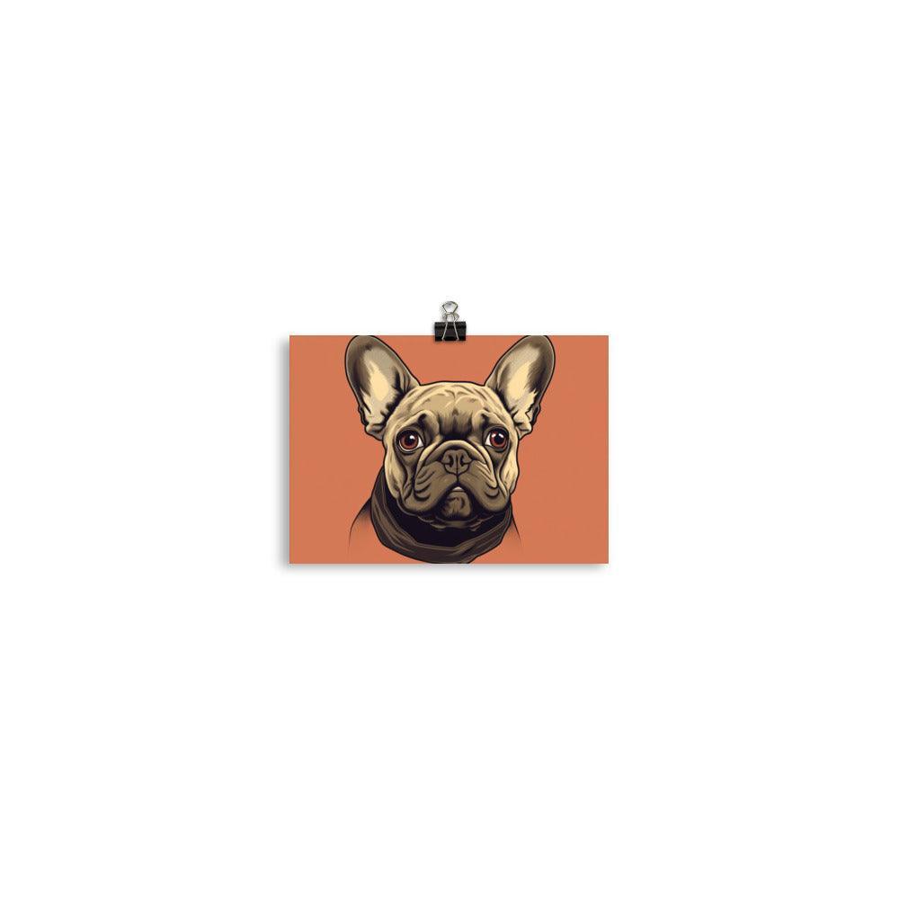 French Bulldog Digital Illustration Orange Background Poster - Oh Posters