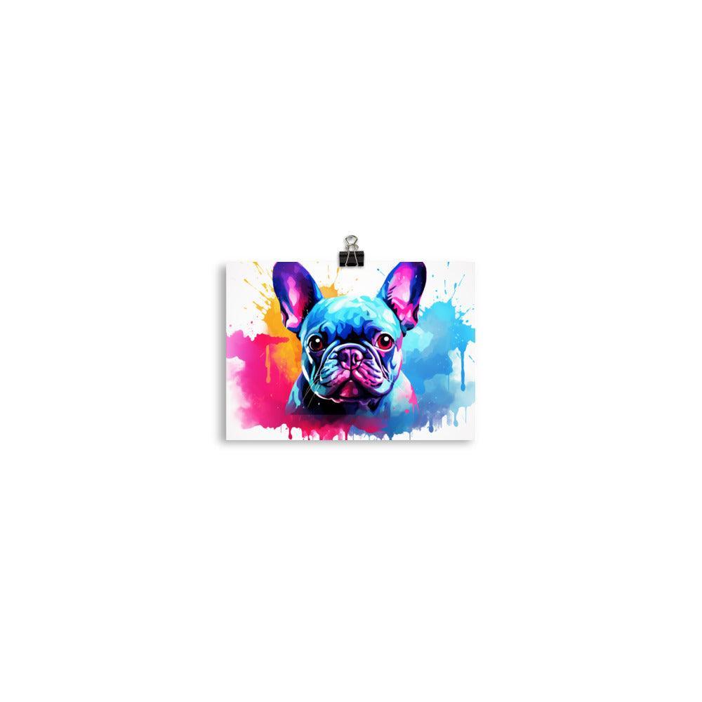 French Bulldog Watercolor Splash Colorful Art Poster - Oh Posters