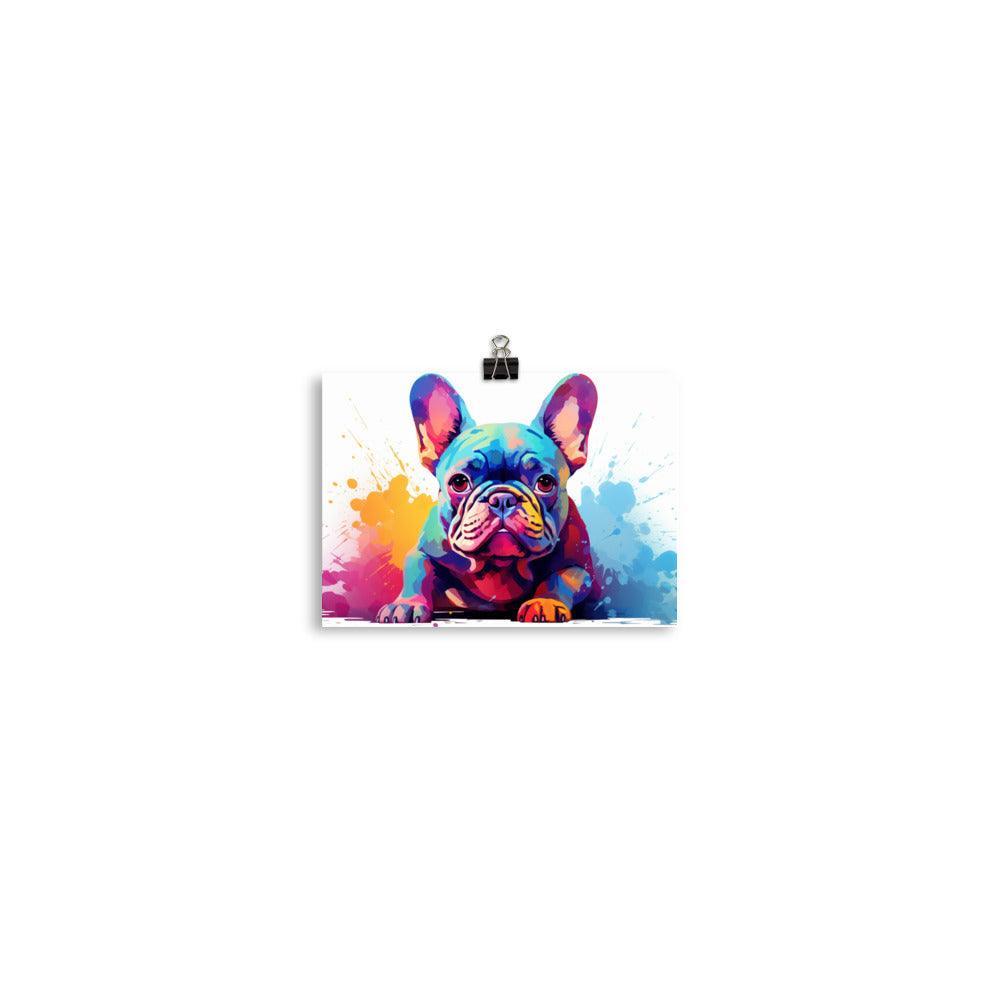 Expressive French Bulldog Color Explosion Art Poster - Oh Posters